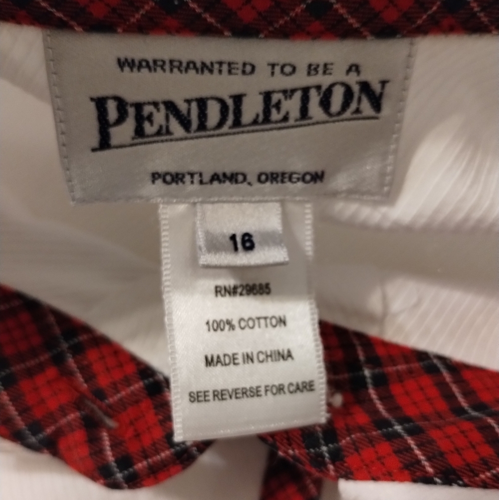 Pendleton Vintage White Button Down Shirt Plaid T… - image 4